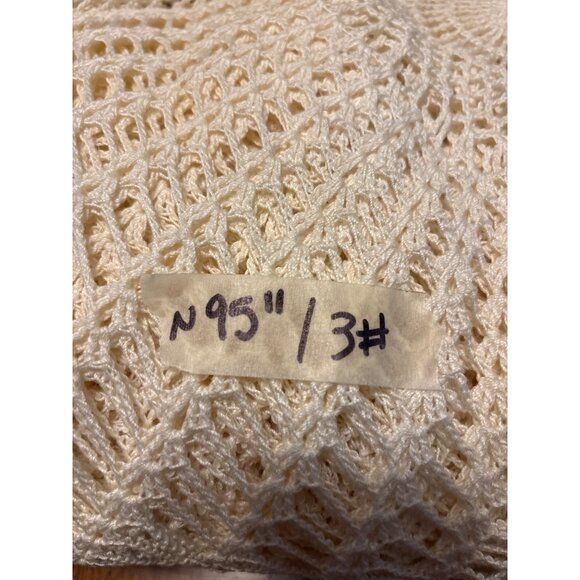 Vintage Round Crochet Tablecloth 95" Diameter Pineapple Design Ivory Cotton Hand - Picture 5 of 5